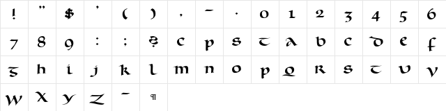 CallifontsC32PostScript Regular  glyph index
