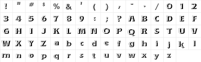 A&S Marquee Chisel Regular  glyph index