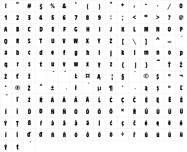 AntiqueOliTEECon Bold  glyph index