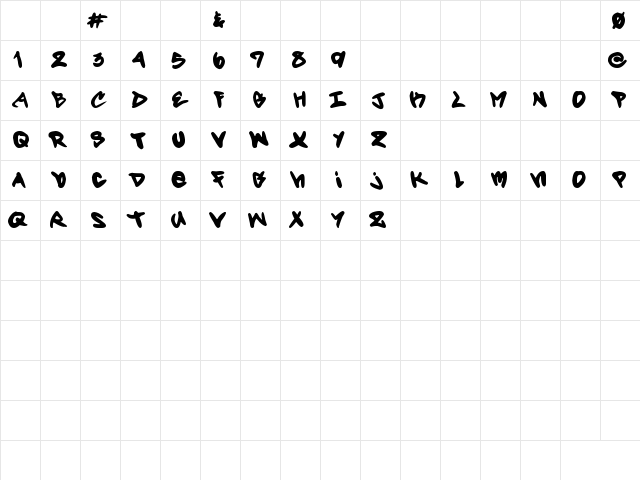 Forty Script Regular  glyph index