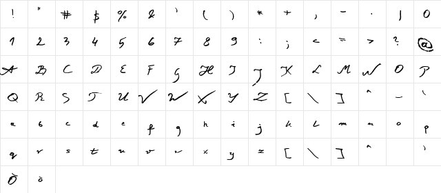 Jacek Zieba-Jasinski Italic  glyph index