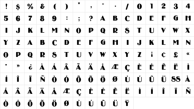 BinnerEF Regular  glyph index