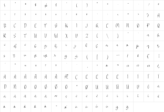 MY LOVE elegant Regular  glyph index