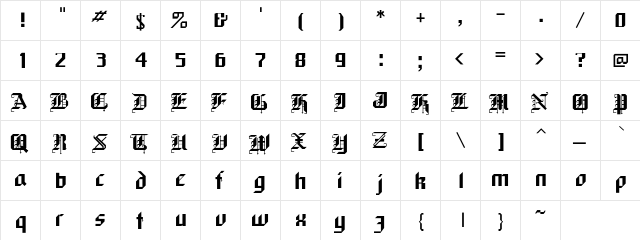 Black- Regular  glyph index
