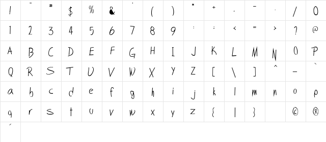 ScobeyScriptSSK Regular  glyph index