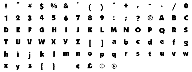 Anakeim Display SSi Regular  glyph index