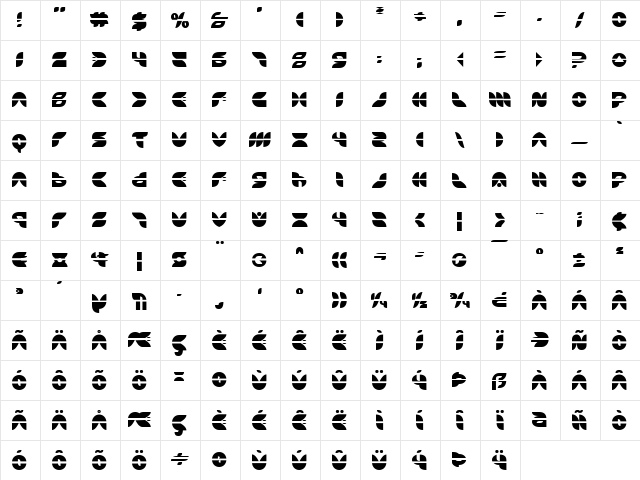 Puff Angel Laser Laser  glyph index