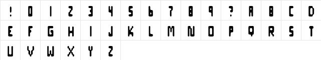 Uppity 3 Regular  glyph index