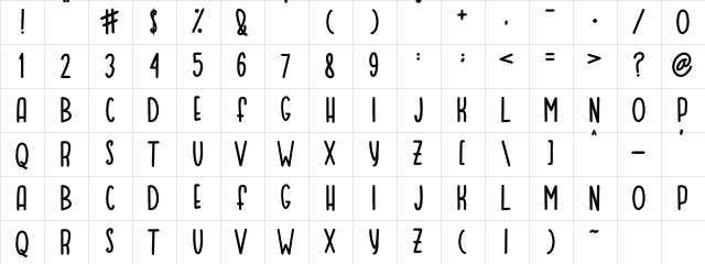 MOQA FLOAT Regular  glyph index
