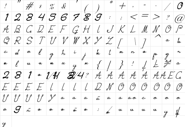 kebumen Regular  glyph index