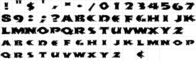 Scarecrow Regular  glyph index
