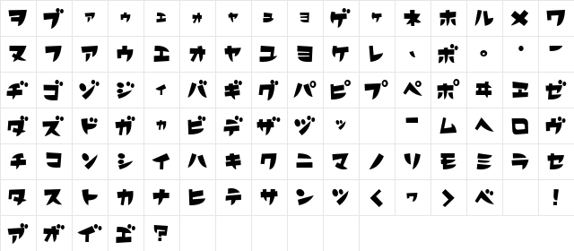 MD Futaba KT Regular  glyph index