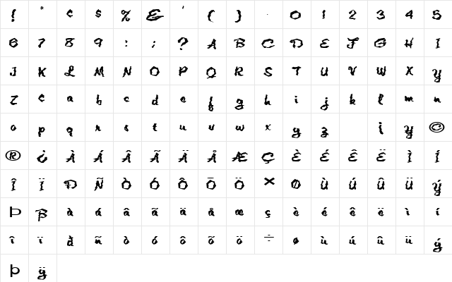 FZ WACKY 2 EX Normal  glyph index