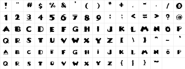 Scrap Fiesta Regular  glyph index