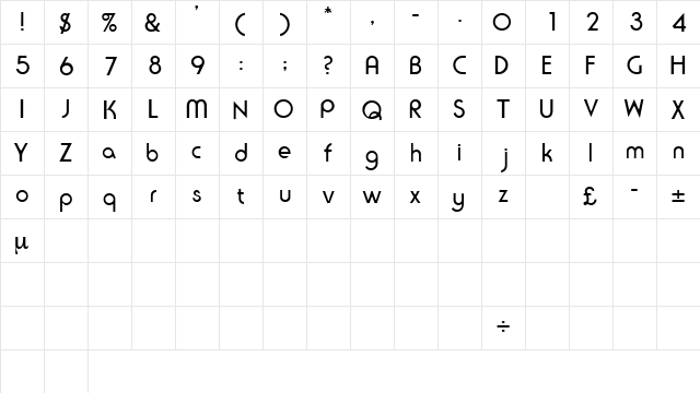 SeriusSSK Regular  glyph index