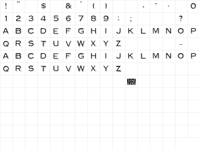 VinylCaps Regular  glyph index