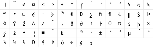 LetterGothicMono Expert  glyph index
