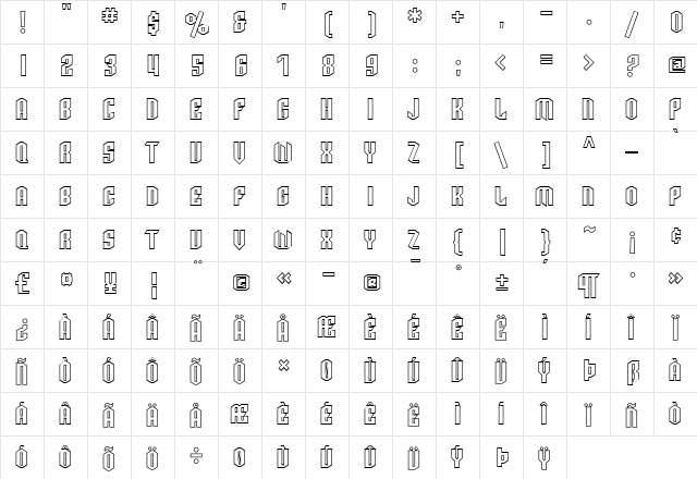 SF Archery Black SC Outline Regular  glyph index