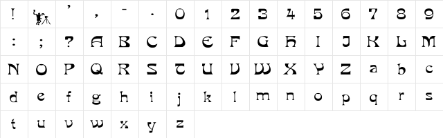 Mira Wd Regular  glyph index