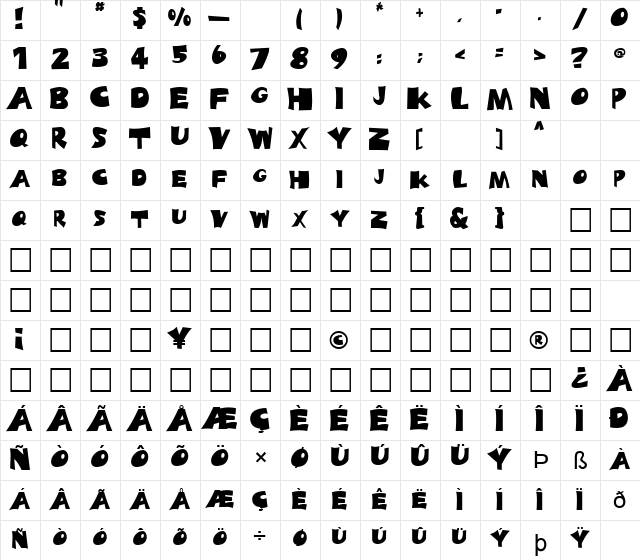 FZ JAZZY 10 Light  glyph index