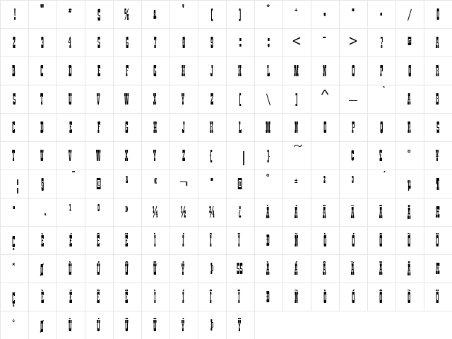 ZirkusComD Regular  glyph index