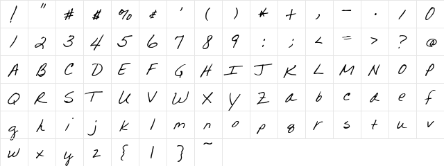 Lisa Regular  glyph index