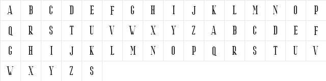 Riffle Free Regular  glyph index
