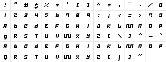 Trick 12 Regular  glyph index