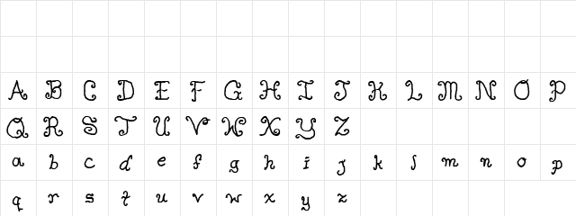 Jhonny Leveer Regular  glyph index