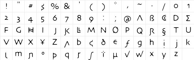 DesertCrypt Regular  glyph index