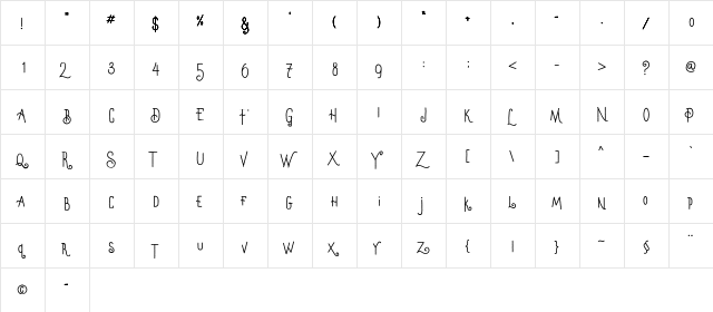 Manadis Deadly Demo Version Regular  glyph index