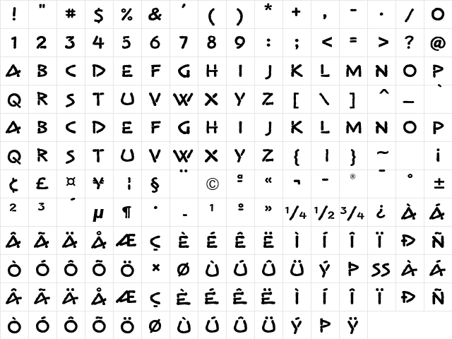 Gema ITC Std Regular  glyph index