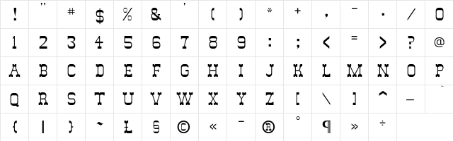 Italiansky B Regular  glyph index