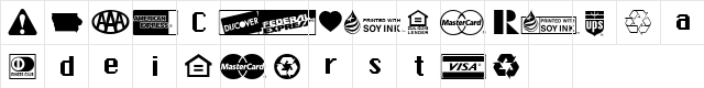 Credit Cards Regular  glyph index