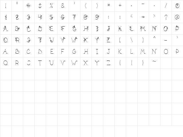 LD Ladybug Regular  glyph index