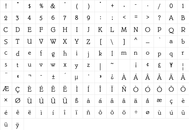 Belwe Mono Std Regular  glyph index