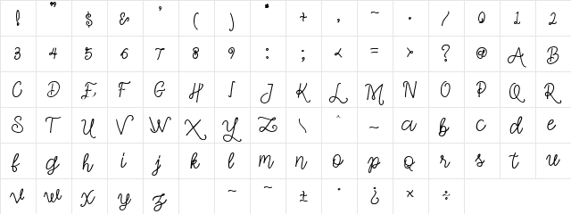 Simple Swirl Regular  glyph index