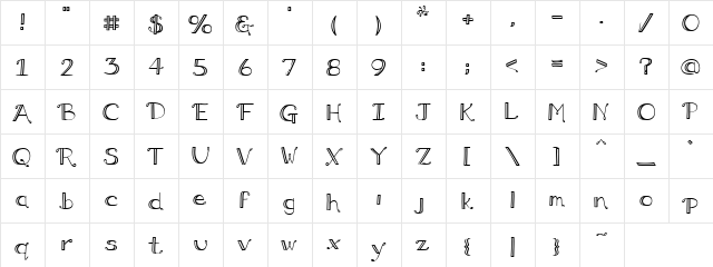 Lindsay Snicker Doodle Regular  glyph index