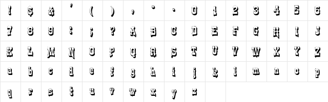 SilveradoDisplaySSK Regular  glyph index