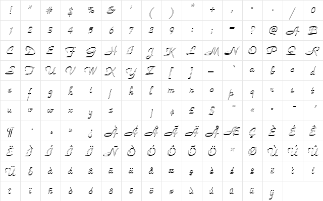 ParkAveDOu1 Regular  glyph index