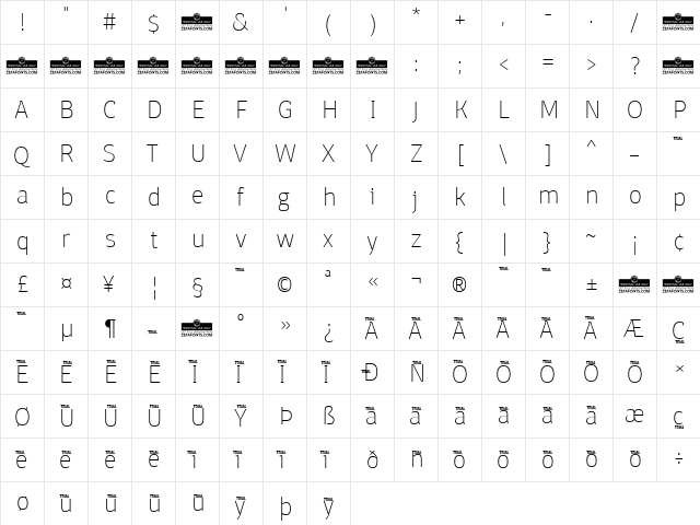 Domotika Trial Thin  glyph index