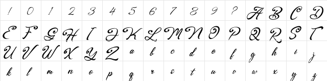 Browzko Regular  glyph index