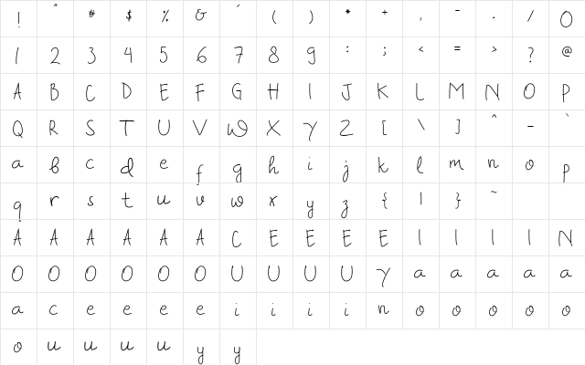 Way Back Home Regular  glyph index