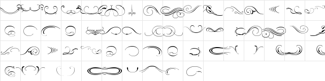 OrnamentScrollsAndFlorishes Regular  glyph index