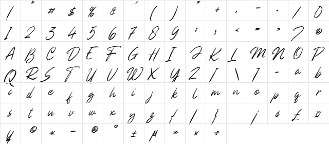 Genesiss Slant_DEMO Italic  glyph index