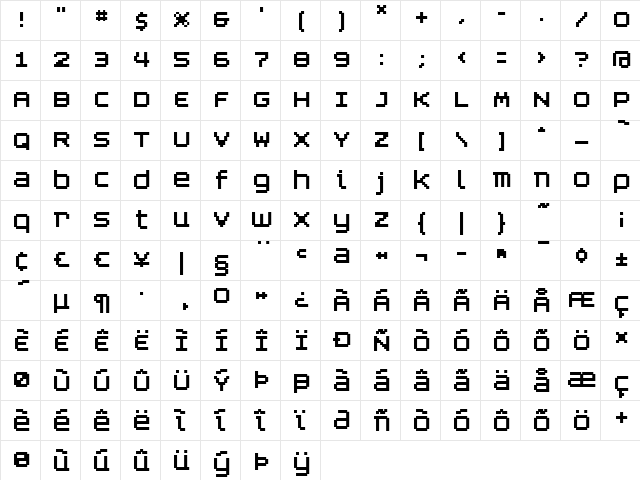 Blackgold Regular  glyph index