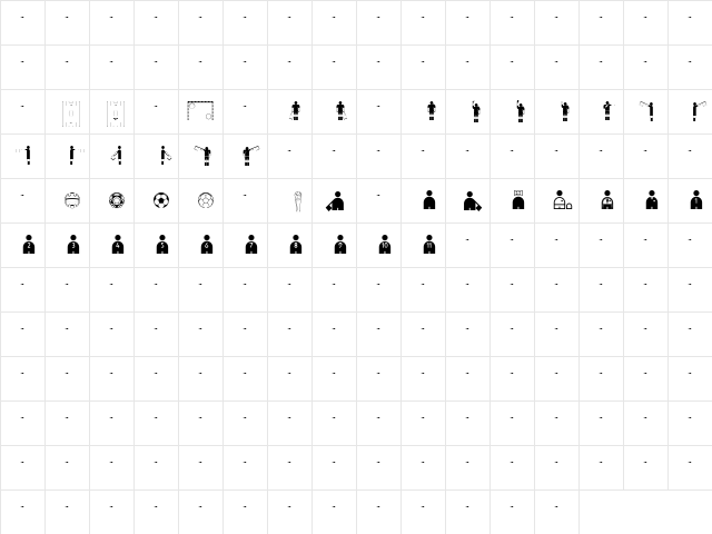 Trivia-Pict Regular  glyph index