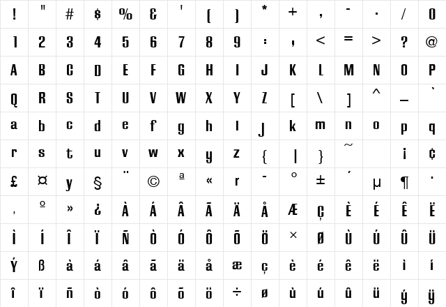 CaliforniaGroURWTBol Regular  glyph index