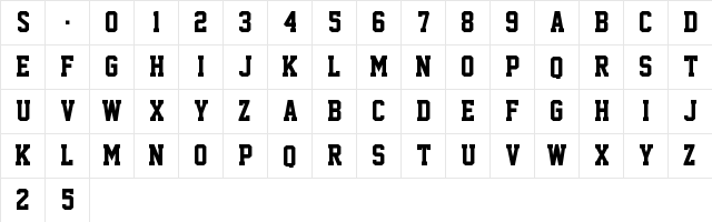 Superstar M54 Regular  glyph index