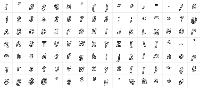 Loogie Hawk OtlObl  glyph index